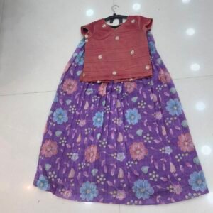 Kids Rust Top with Lavender Floral Skirt