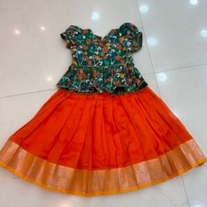 Mangalagiri lehenga with peplum blouse