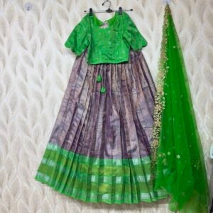 Tissue Kanchipattu lehenga with cutwork blouse
